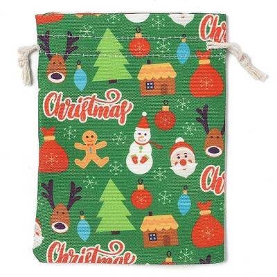 Christmas Theme Cloth Printed Storage Bags