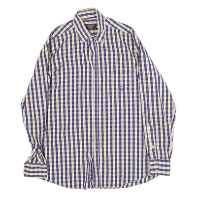 PAUL & SHARK Mens Shirt Purple Check Long Sleeve L