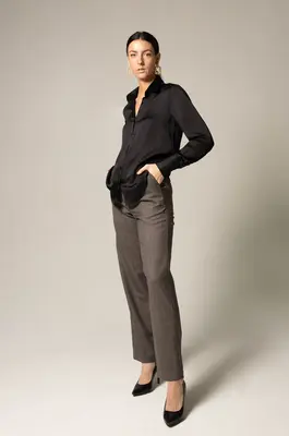 Women's Straight-Leg Wool Pants | Size: S | Color: brown