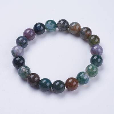 Natural Indian Agate Beaded Stretch Bracelets