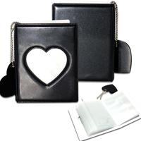 3 Inch Mini Photo Album | Photocard Holder with 32 Pockets | Mirror-Like Binder & Love Heart Pendant | Black Organizer Perfec...