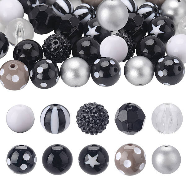 50Pcs 10 Style Halloween Theme Acrylic Beads