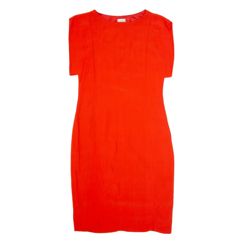 REISS Oversized Womens Pencil Dress Red Short Sleeve Midi UK 4