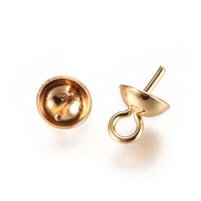PVD Vacuum Plating 304 Stainless Steel Cup Pearl Peg Bails Pin Pendants