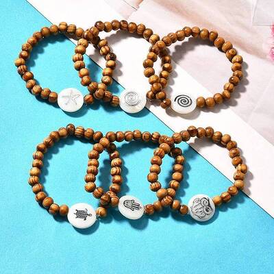 Wood Beads Kids Stretch Bracelets