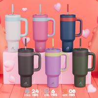 【POWCAN 24-HOUR DELIVERY】40 Oz Glass With Handle 2-In-1 Straw And Straw Lid Leak-Proof Dishwasher-Safe, Insulated Stainle...
