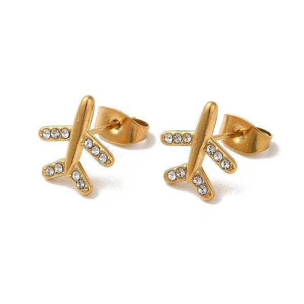 304 Stainless Steel Crystal Rhinestone Stud Earrings for Women