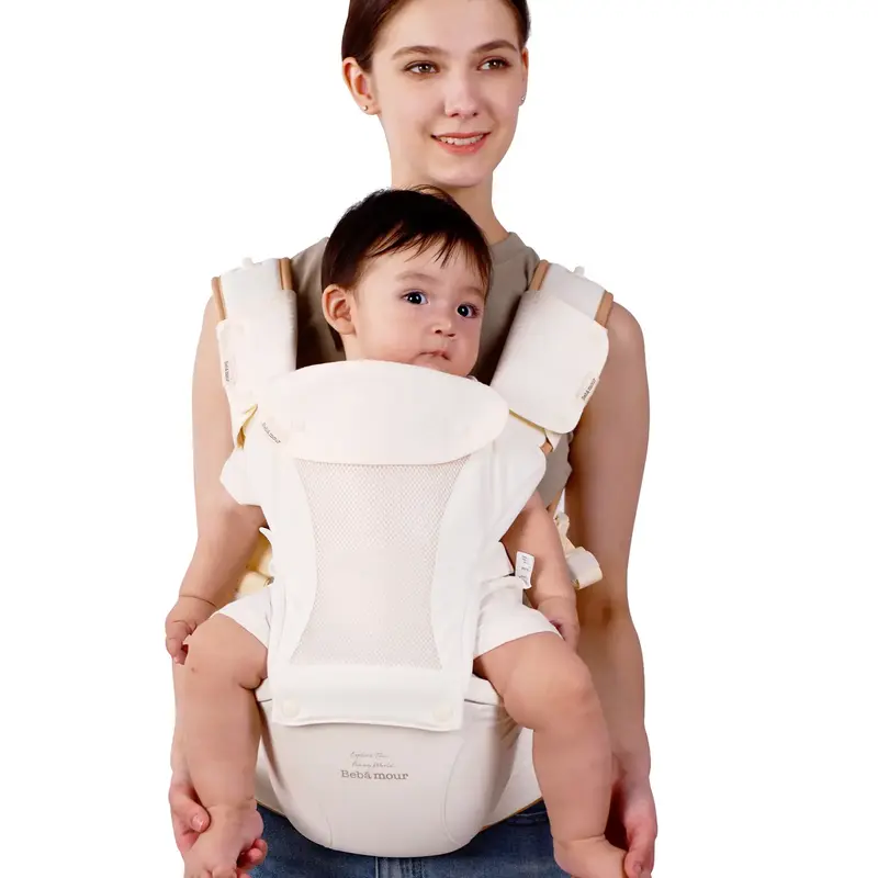 Bebamour Baby Carrier Safety-Certified Hip Seat Baby Carrier Newborn to Toddler Baby Hipseat 0-36Months with Head Hood, 3 PCS...