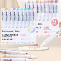 Acrylic Paint Marker Pen Set, 9 Colors/set Soft Tip Marker, Suitable for Rocks, Ceramics, Wood, Canvas, Plastic, Glass, Stone...