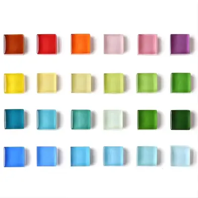 Watercolour Transparent Glass Refrigerator Magnet, 24/48pcs/set Colorful Mini Cube Magnetic Sticker, Fridge Decor, Practical ...