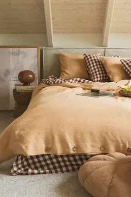 Linen duvet cover in Mustard | Size: US King