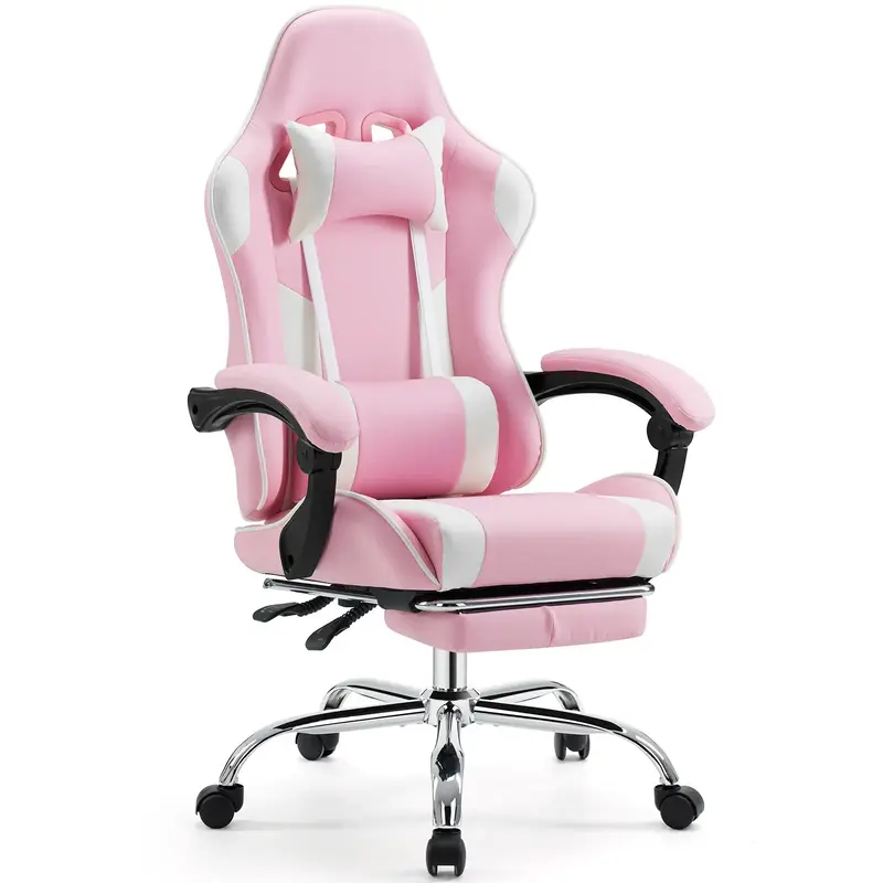 Furnest Indoor Furniture Chairs Game Desk Chair - Ergonomic Computer with Footrest and Comfy PU Leather Recliner with Headres...