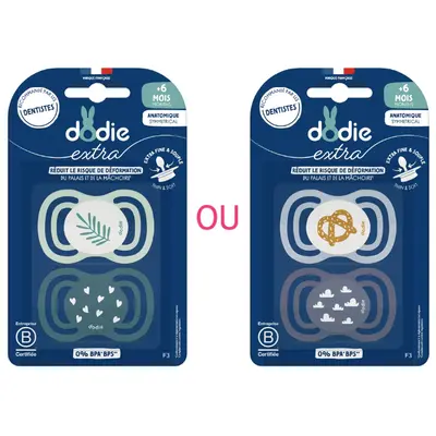 Dodie Extra - Anatomical Day/Night Pacifier - +6 months - Blue (Random Patterns) - F3