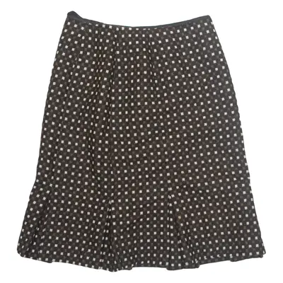 HOBBS LONDON Womens A-Line Skirt Black Knee Length Wool Geometric UK 14