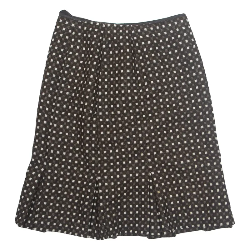 HOBBS LONDON Womens A-Line Skirt Black Knee Length Wool Geometric UK 14