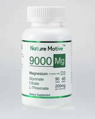 Nature Motive 9000 Mg Magnesium Complex, Glycinate, L-Threonate, Citrate + Vitamin D3 | Sleep Aid | Muscle Nerve, Energy, Bra...