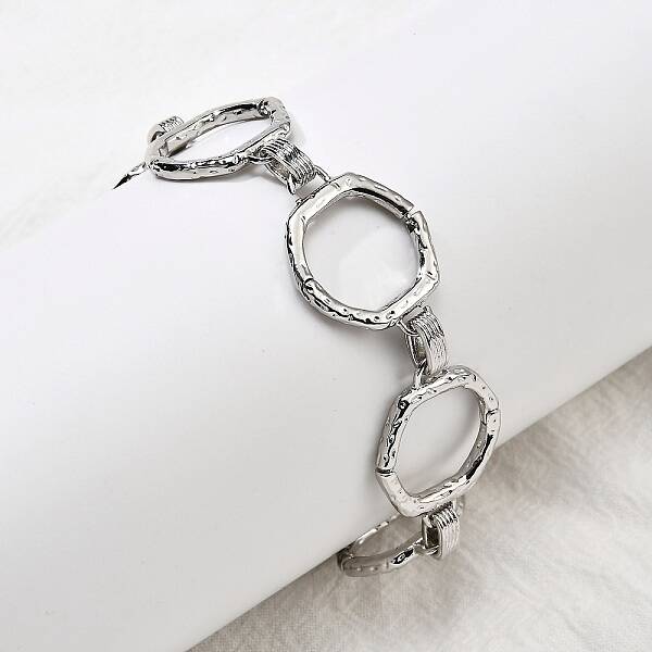 Brass Hexagon Link Chain Bracelets for Women Men