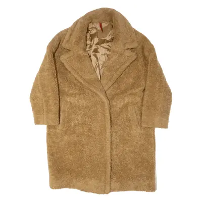 IMPERIAL 3/4 Sleeve Overcoat Fleece Coat Brown Womens L