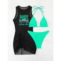 Stylish and Sexy Rope Bikini Three-Piece Set Cover Beach Vacation Swimsuit for Women Tankini Swimming women bathing suits for...