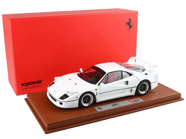 Ferrari F40 White with Black and Chrome Wheels and Red Seats with DISPLAY CASE Limited Edition to 102 pieces Worldwide 1/18 D...