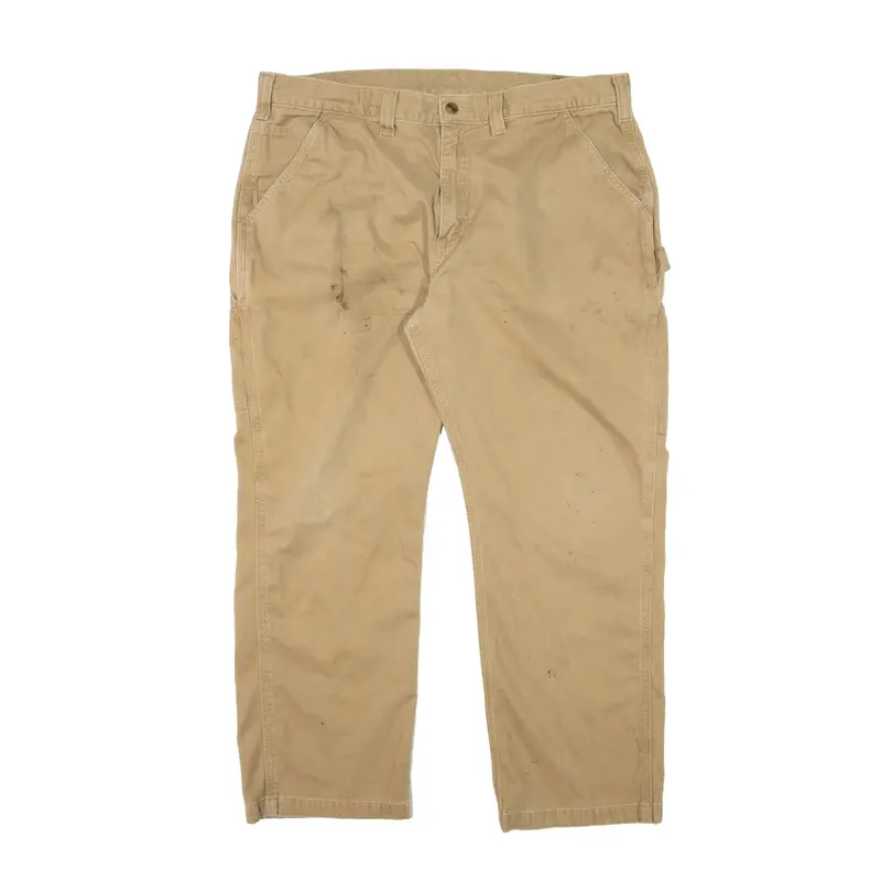 CARHARTT Carpenter Workwear Jeans Beige Denim Relaxed Straight Mens W40 L30