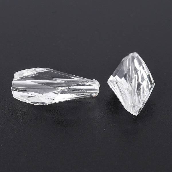 Transparent Clear Acrylic Faceted Teardrop Beads