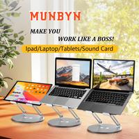 ăMUNBYN 360° Rotating Laptop StandăAdjustable Foldable Aluminum Laptop Stand, 2-in-1 Multifunctional Laptop Stand Hub fo...