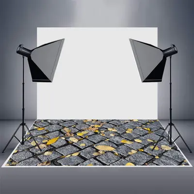 Aperturee Autumn Leaves Dark Grey Road Bricks Rubber Floor Mat - Aperturee