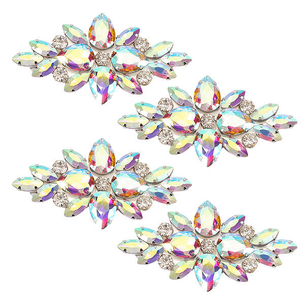 4Pcs Glass Cabochons(Hot Melt Adhesive On The Back)