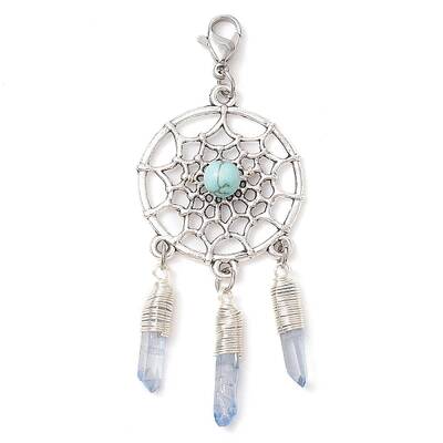 Alloy Woven Net/Web with Synthetic Turquoise Pendants Decorations