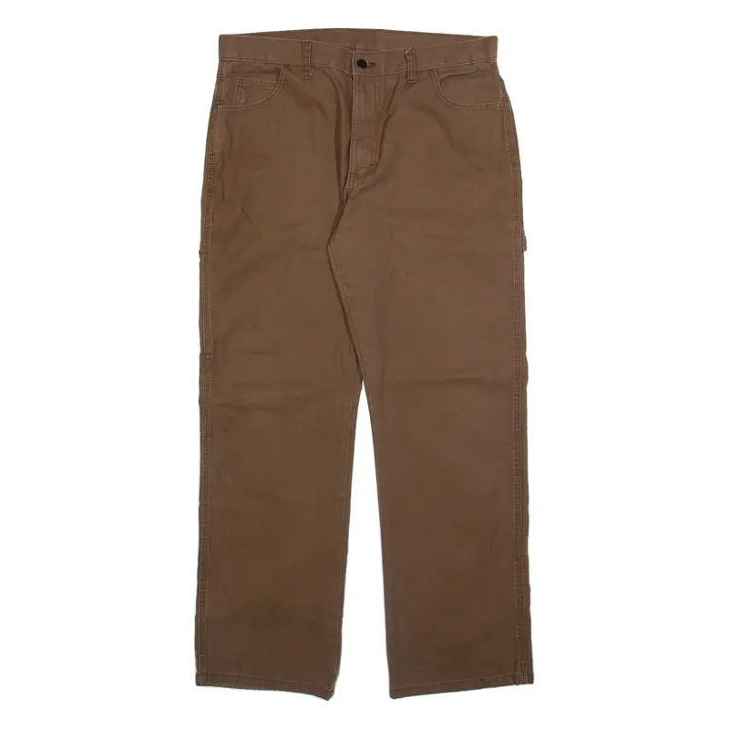 DICKIES Carpenter Mens Trousers Brown Regular Straight W34 L31