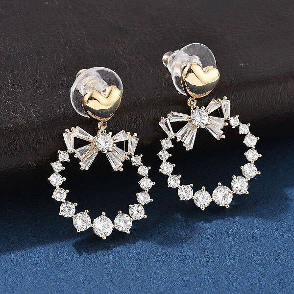 Brass Clear Cubic Zirconia Stud Earrings