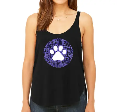 Gandhi's Quote on Animal Treatment - Women's Premium Word Art Flowy Tank Top - Black - X-Large