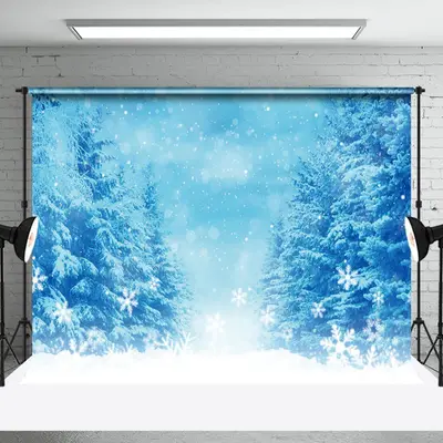 Aperturee Dream Blue Wonderland Cedar Snowflake Winter Backdrop - Aperturee