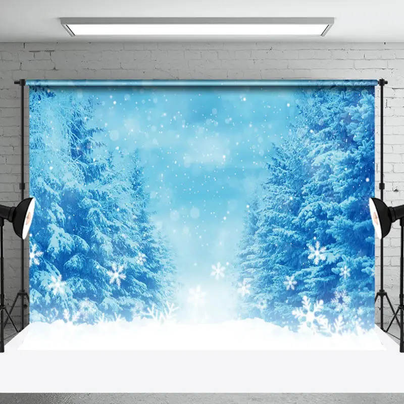 Aperturee Dream Blue Wonderland Cedar Snowflake Winter Backdrop - Aperturee
