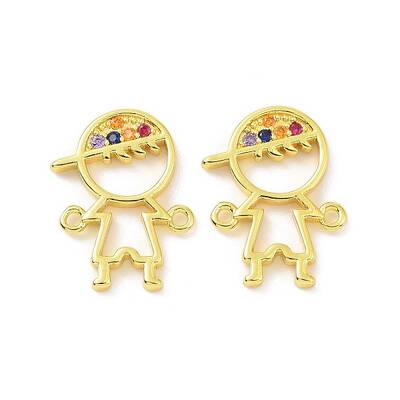 Real 18K Gold Plated Brass Micro Pave Cubic Zirconia Connector Charms