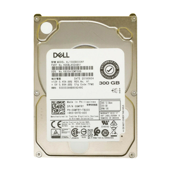 0GWFRY Dell 300GB 12Gb/s SAS 10000 2.5-inch 128MB Hard Drive