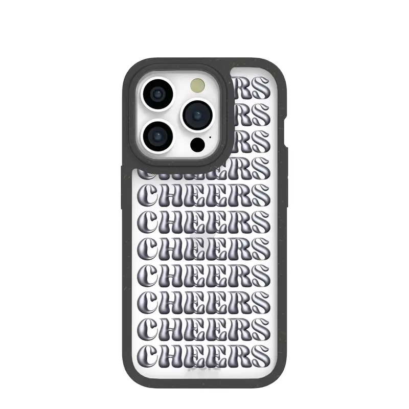 Clear Cheers iPhone 15 Pro Case With Black Ridge