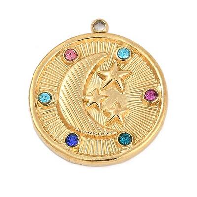 304 Stainless Steel Rhinestone Pendants