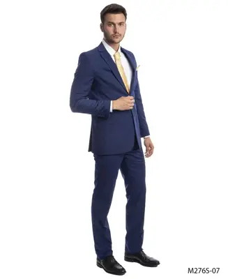 Tazio Men's 2pc Slim Fit Suit Classic Solid Colors for Professional Look