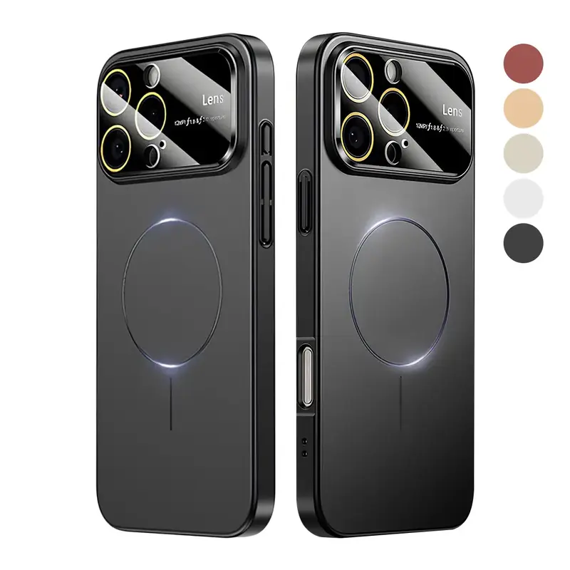Magnetic For iPhone 17 Pro Max 16 15 14 13 Pro/Plus/17Air Case,Luxury Glass Large Window Lens Protection Cover For Magsafe Wi...