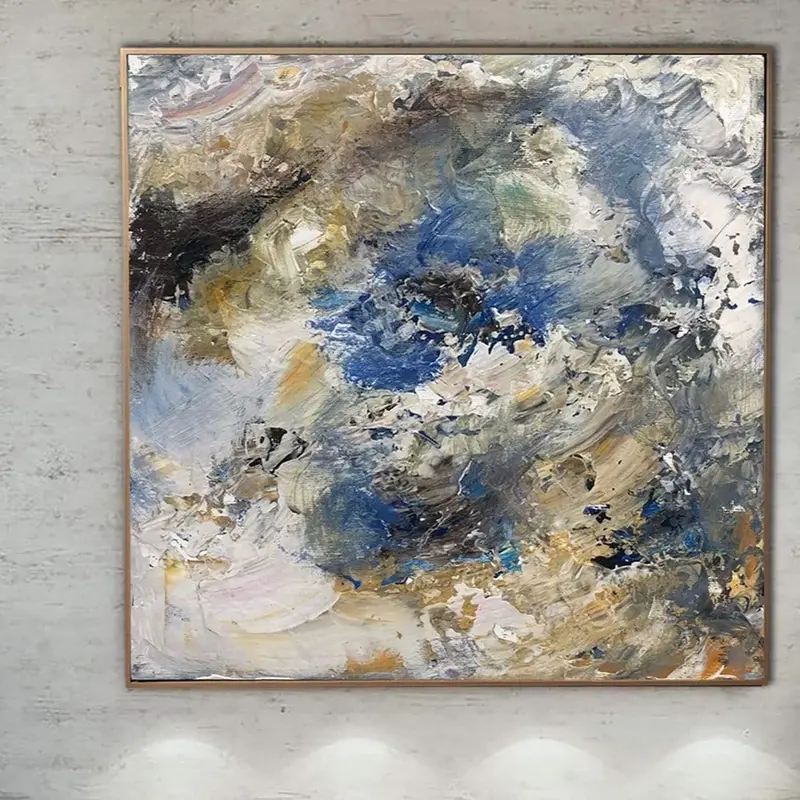 Large Oil Painting Gray Painting Original Blue Painting Abstract Expressionist Artwork Textured Art Abstract Acrylic Wall Dec...