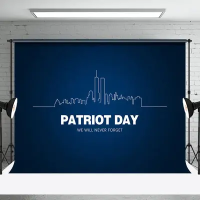 Blue City Lines Never Forget Patriot Day Backdrop
