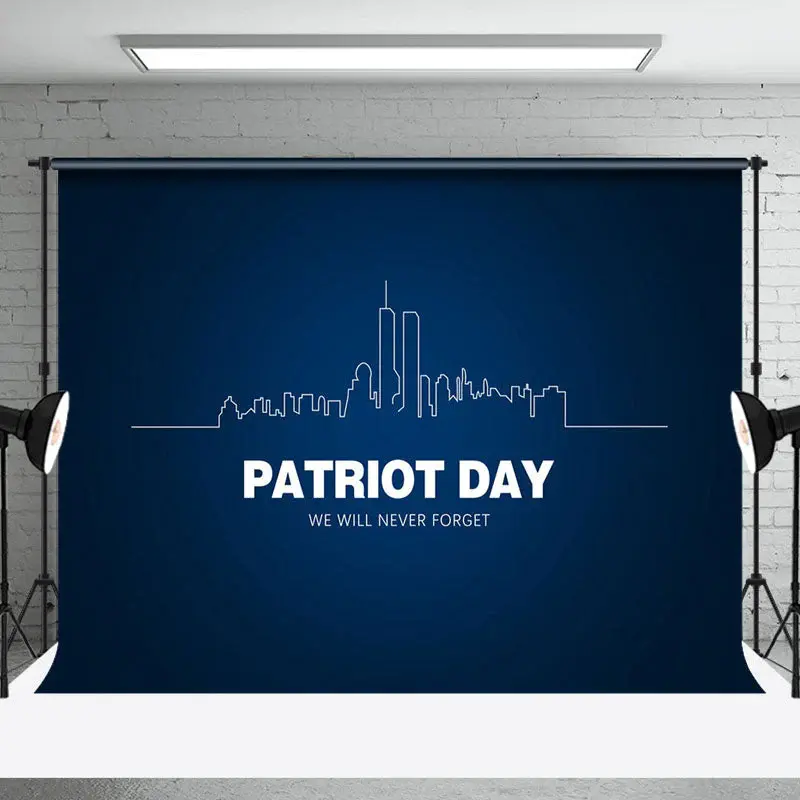 Blue City Lines Never Forget Patriot Day Backdrop