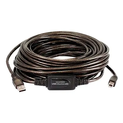 7643 Monoprice USB-A to USB-B 2.0 Cable Active 28/24AWG Black 49ft