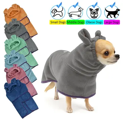 Pet Bathrobe, 1 Count Quick Absorption Pet Bathrobe, Pet Bath Towel, Pet Sleepwear, Pet Supplies for Small Medium Large Dogs