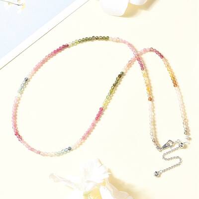 Natural Tourmaline Faceted Rondelle Beaded Necklaces