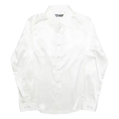 Womens Shirt White Long Sleeve Silk M