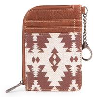 Wrangler [Live] Western Art Print Zip Card Case - 2 Credit Card Slots, Zip-Top Closure, Fabric Lining, Attached Split Key Rin...