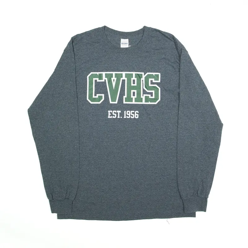 GILDAN CVHS T-Shirt Grey USA Long Sleeve Mens M